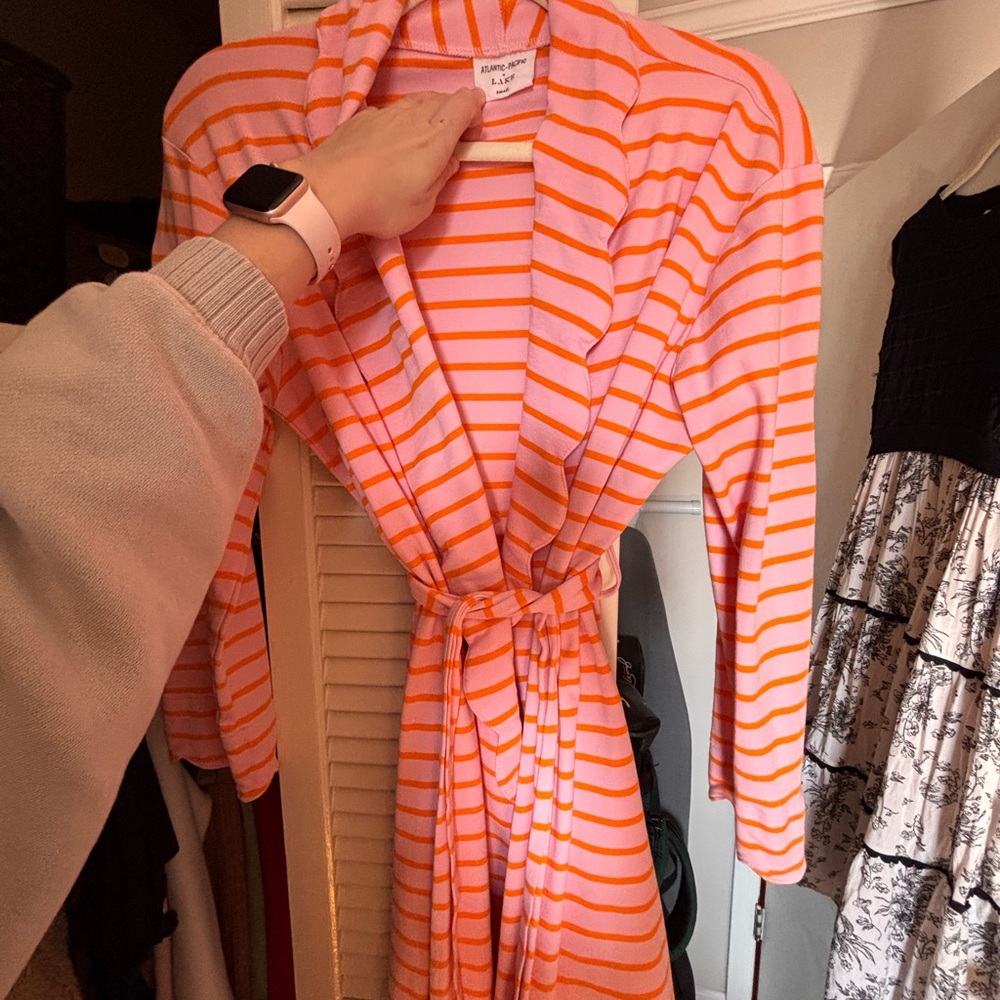 Striped Orange and White Women's Robe